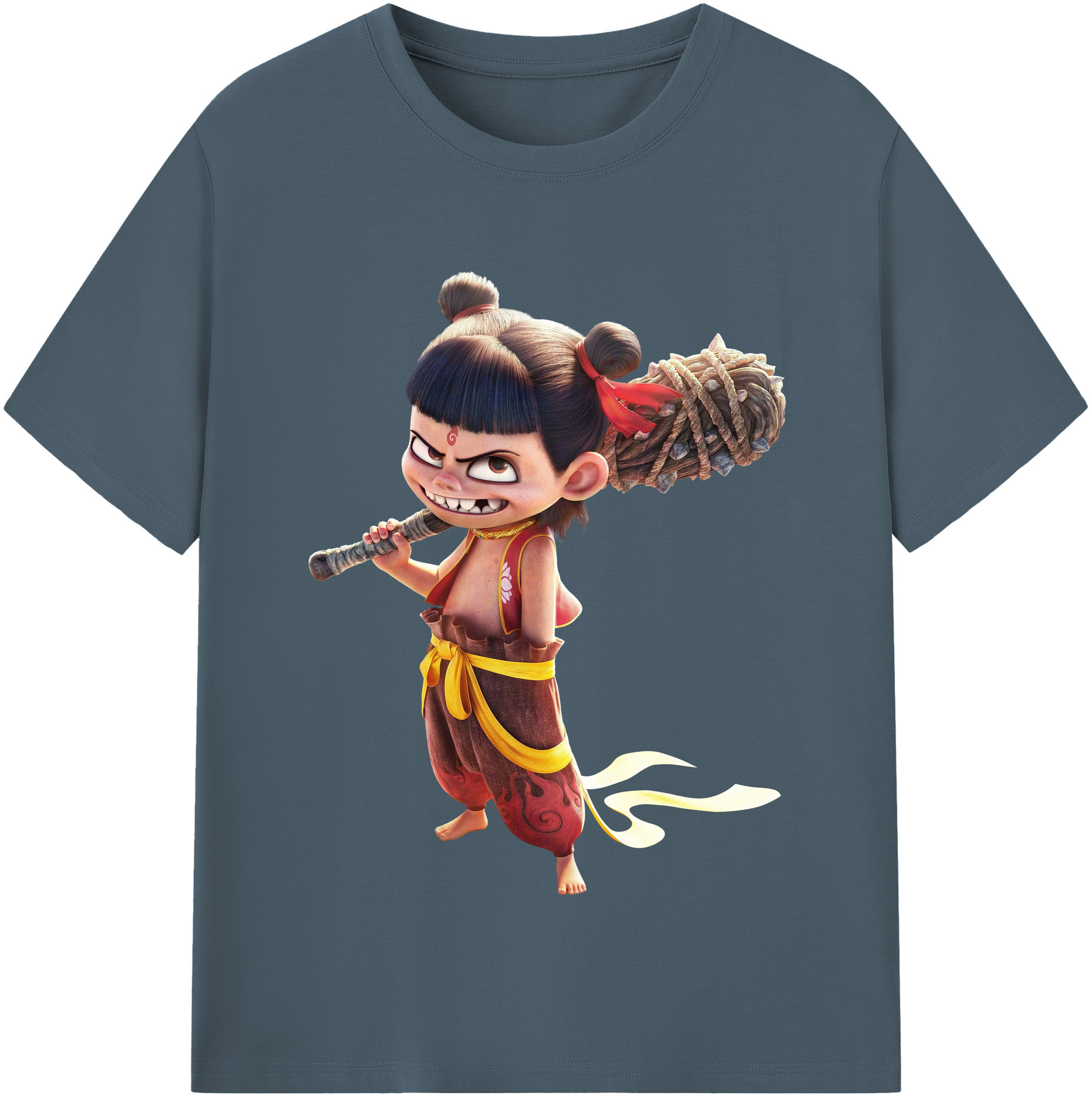 （画像用） Ne Zha 2 ナタ 魔童の大暴れ 綿100％半袖Tシャツ（フロントプリント）